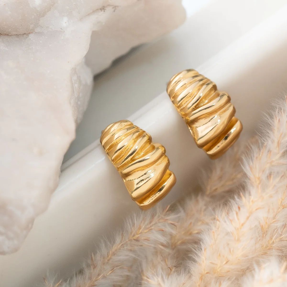 Crushed 18 K Gold Studs